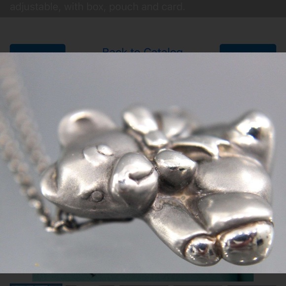 Tiffany & Co. Sterling Silver Necklace and teddy bear Pendant, adjustable. - Picture 4 of 8